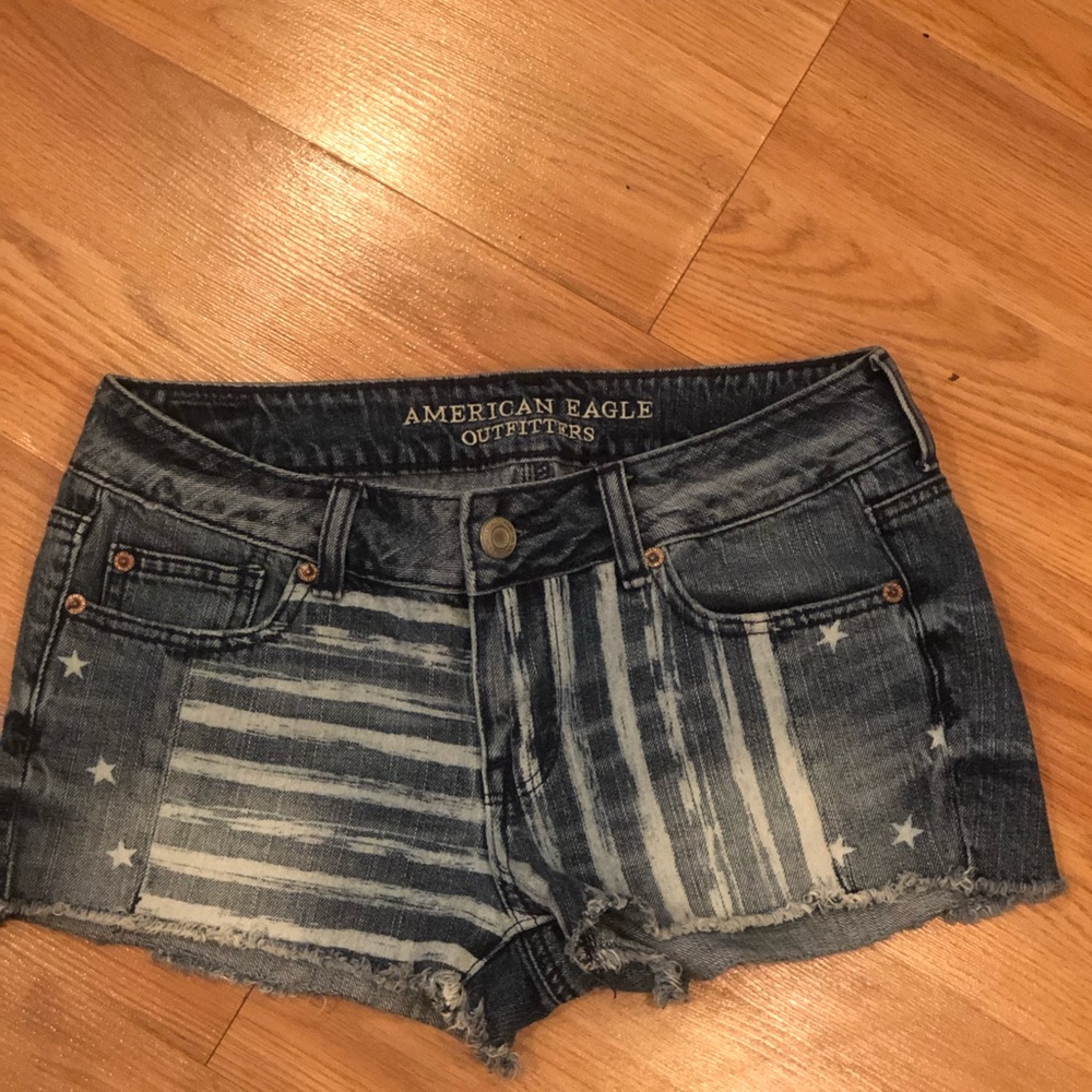 AEO Stars and Stripes denim shorts